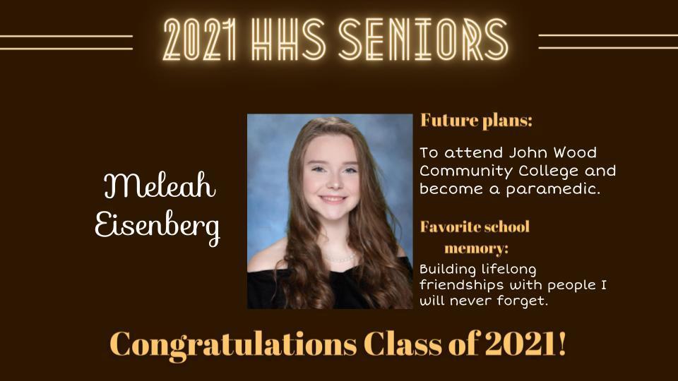 Senior Spotlight Picture of Meleah Eisenberg.