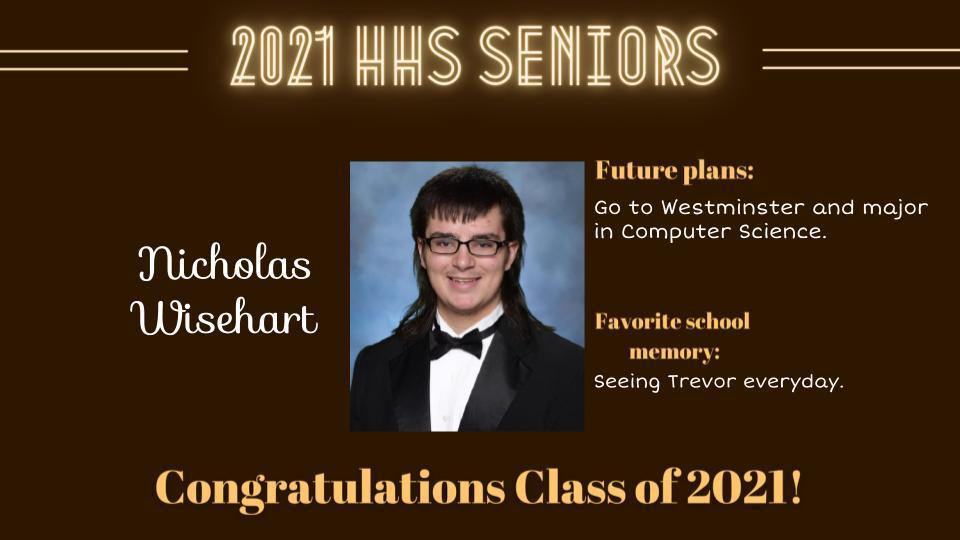 Senior Spotlight Picture of Nicholas Wisehart.
