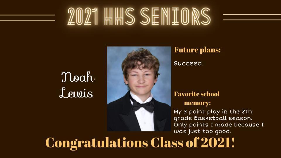 Senior Spotlight Picture of Noah Lewis.