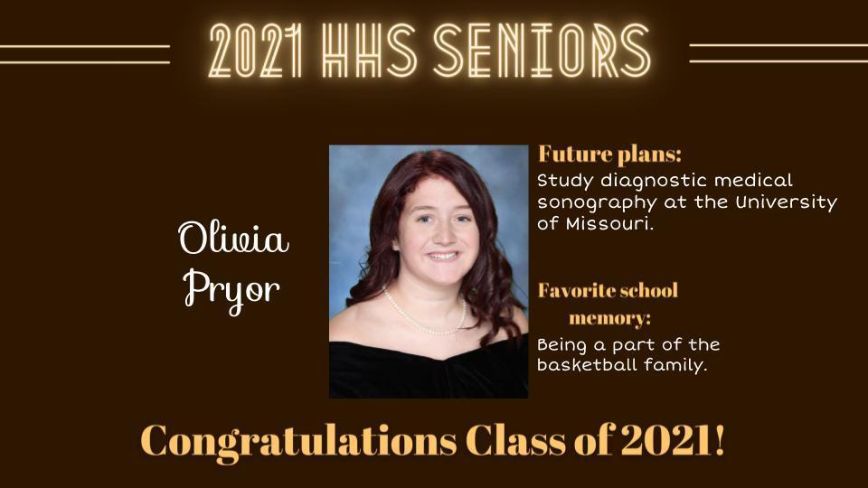 Senior Spotlight Picture of Olivia Pryor.