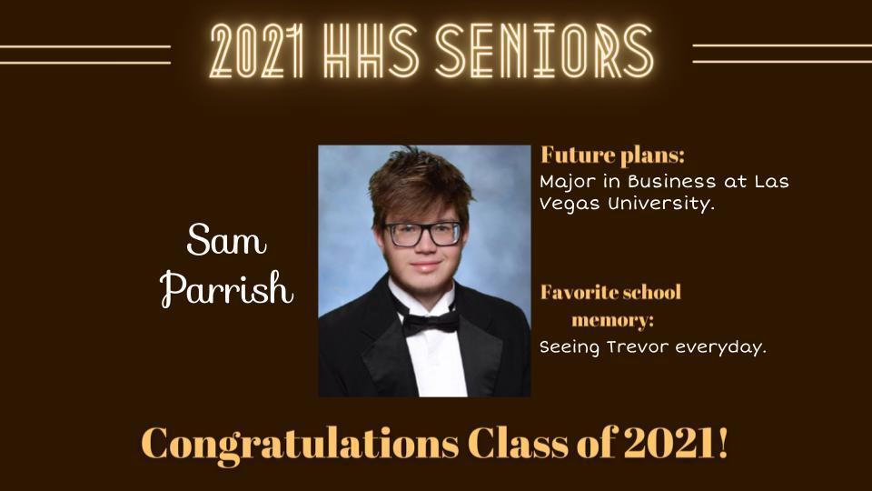 Senior Spotlight Picture of Sam Parrish.