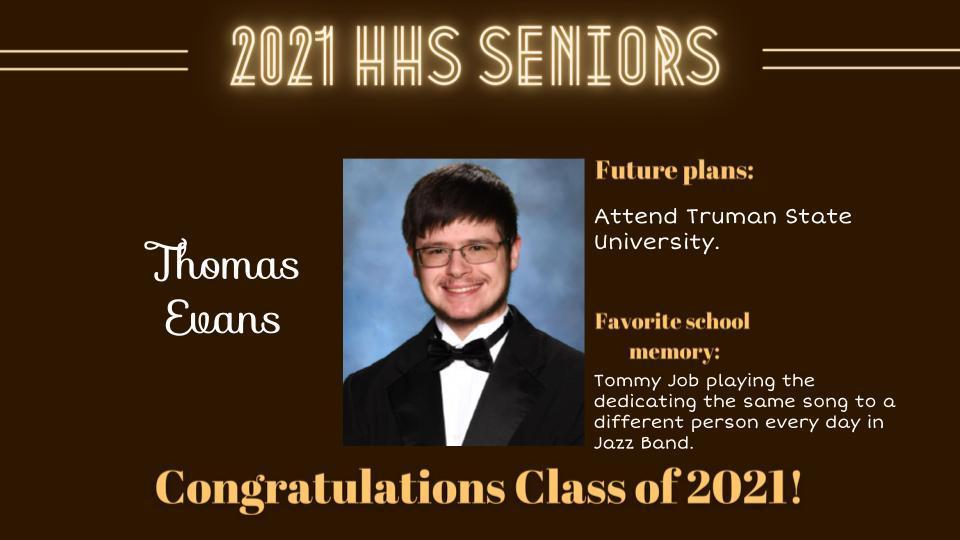 Senior Spotlight Picture of Thomas Evans.