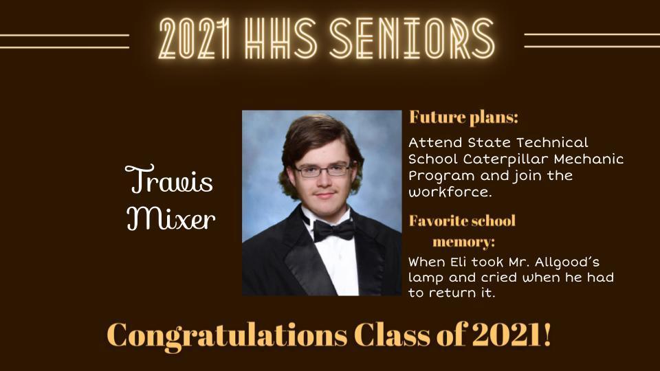Senior Spotlight Picture of Travis Mixer.