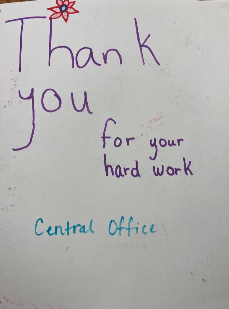 Image of the front of a student-created thank you card to the Central Office staff!