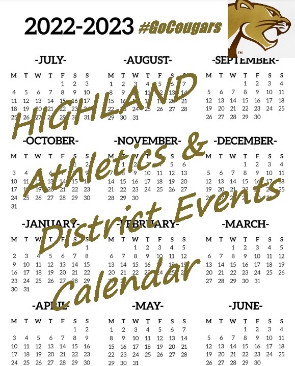 Highland Athletics and District Events Calendar Graphic