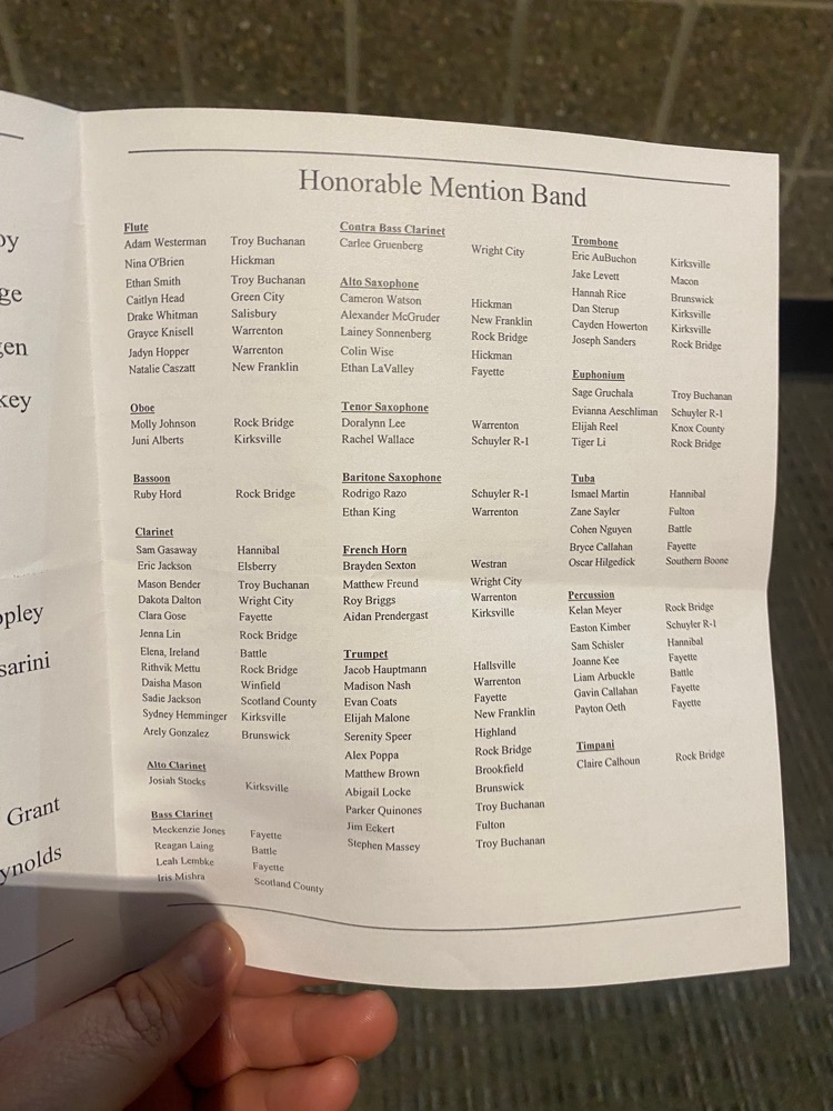 Honorable Mention Band roster