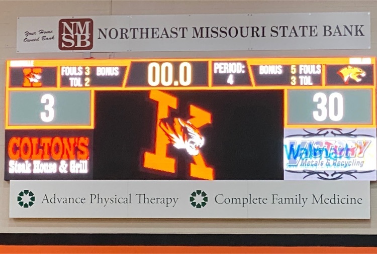scoreboard picture showing Highland wins 30-3 over Kirksville.  