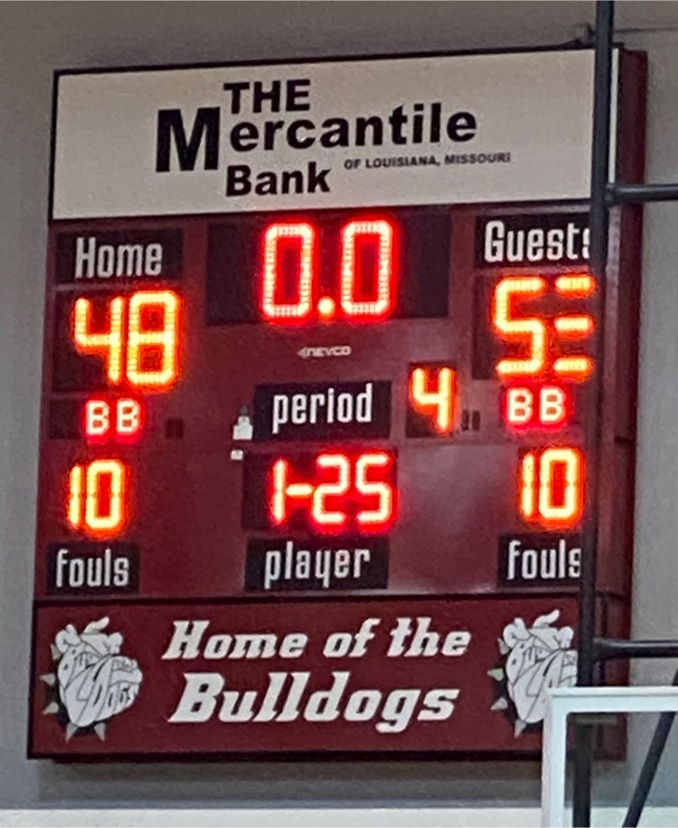 Image of final scoreboard of the Varsity Girls game - final score 53-48 Lady Cougars win!