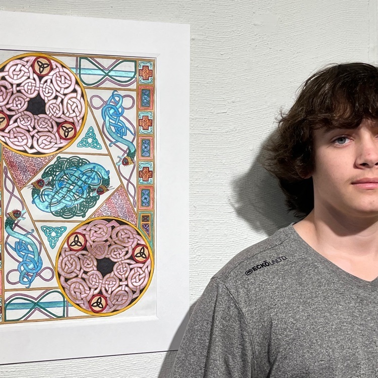 erry over with his Celtic knot artwork at Quincy Art Center