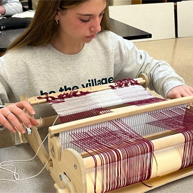Morgan Crist weaving on rigid heddle loom