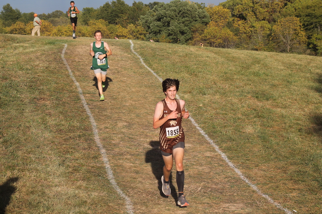 Ethan Clow nearing the finish of the Elsberry Invitational race.